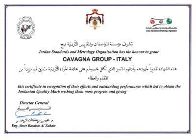 The Cavagna Group's valves are the only ones approved in Jordan The Cavagna Group's valves are the only ones approved in Jordan